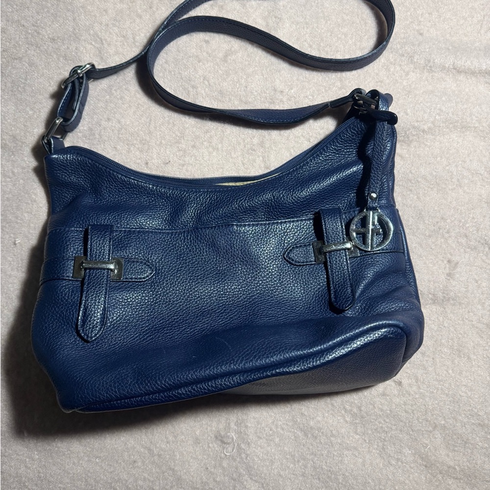 Giani Bernini Dark Blue Leather Shoulder Bag
